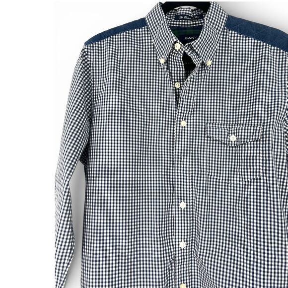 GANT M Checkerboard Shirt Button Down Up Gingham Comme des Garçons Mens Blue - Picture 2 of 7